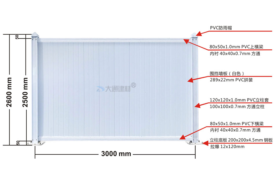 2.5m高(gāo)PVC圍擋市政标準白(bái)色款