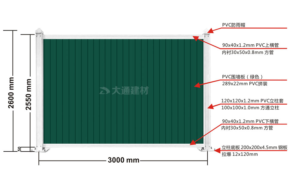 工(gōng)地(dì)施工(gōng)PVC圍擋綠(lǜ)色 3mx2.5m